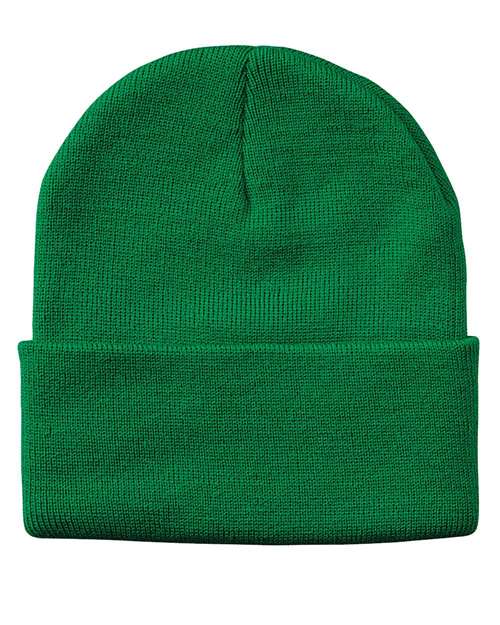 College Logo Embroidered Beanie 12" Solid Cuffed
