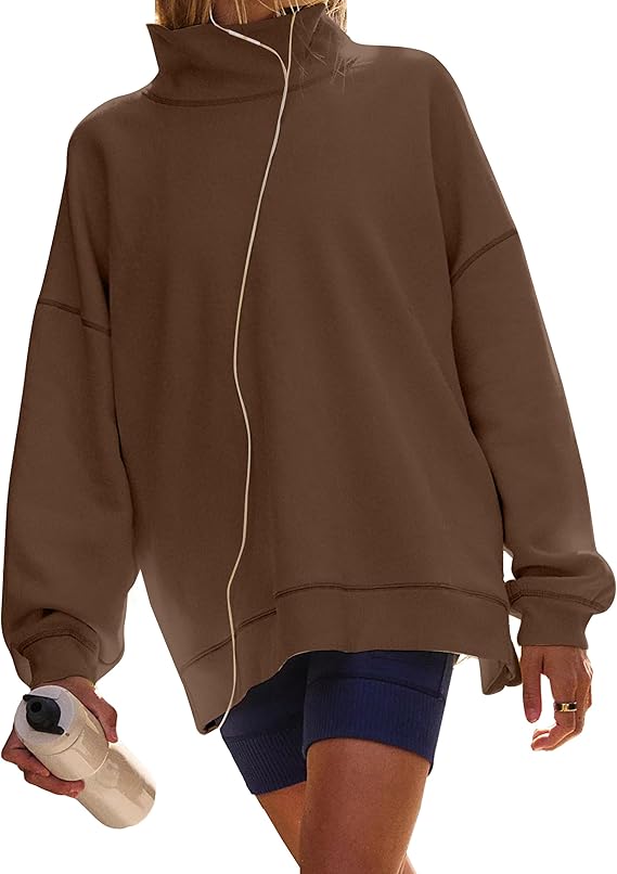 Chainstitched Mock Neck Oversized Sweatshirt