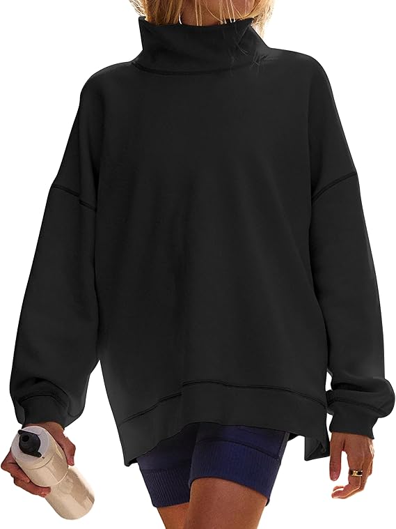 Chainstitched Mock Neck Oversized Sweatshirt