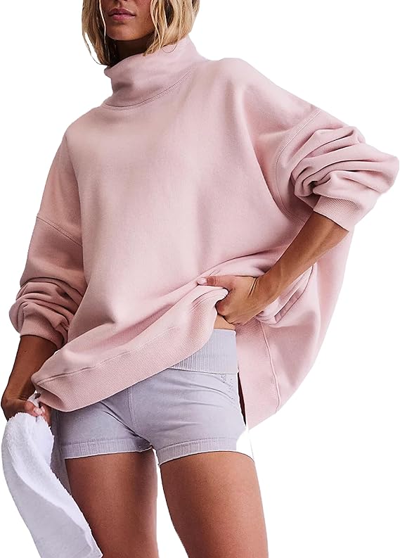 Chainstitched Mock Neck Oversized Sweatshirt