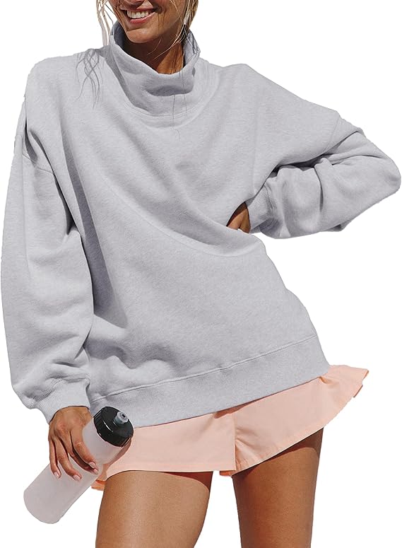 Chainstitched Mock Neck Oversized Sweatshirt