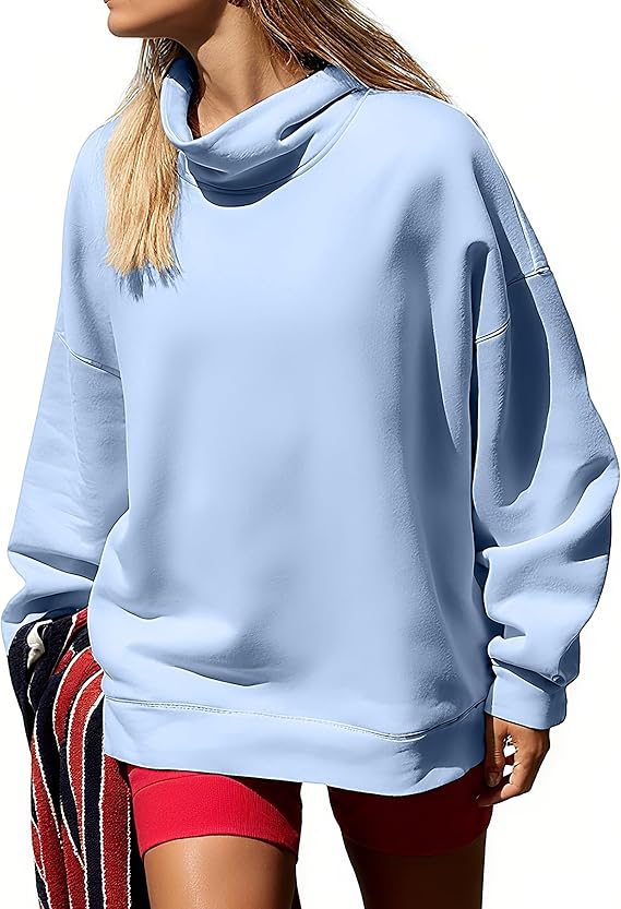 Chainstitched Mock Neck Oversized Sweatshirt