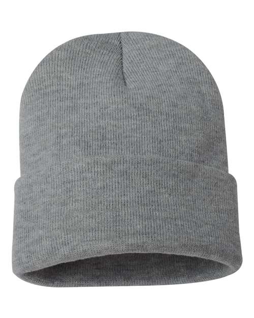 College Logo Embroidered Beanie 12" Solid Cuffed