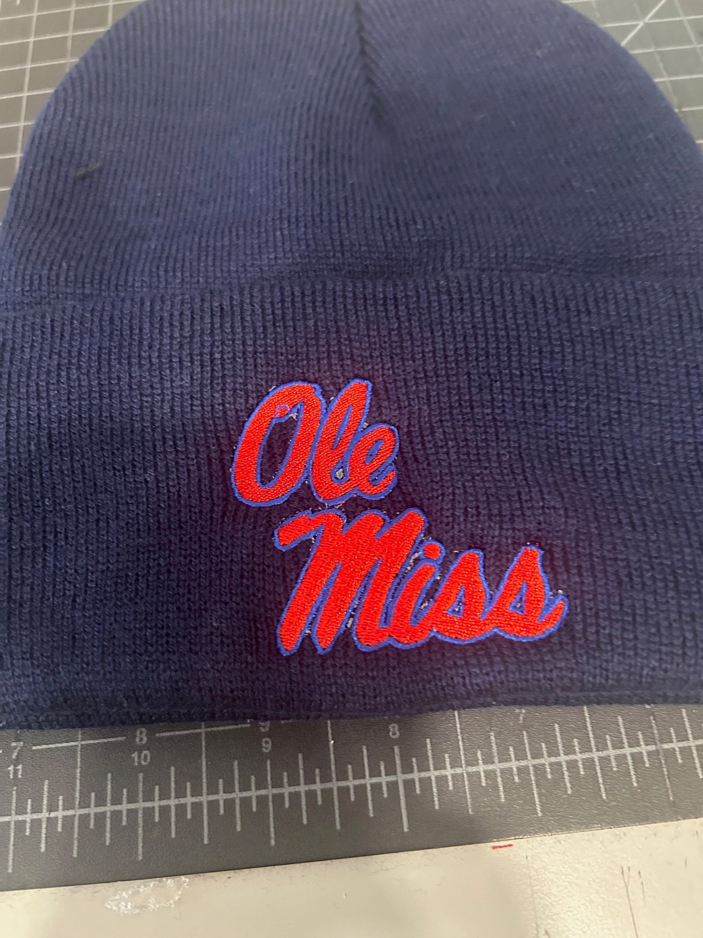 College Logo Embroidered Beanie 12" Solid Cuffed