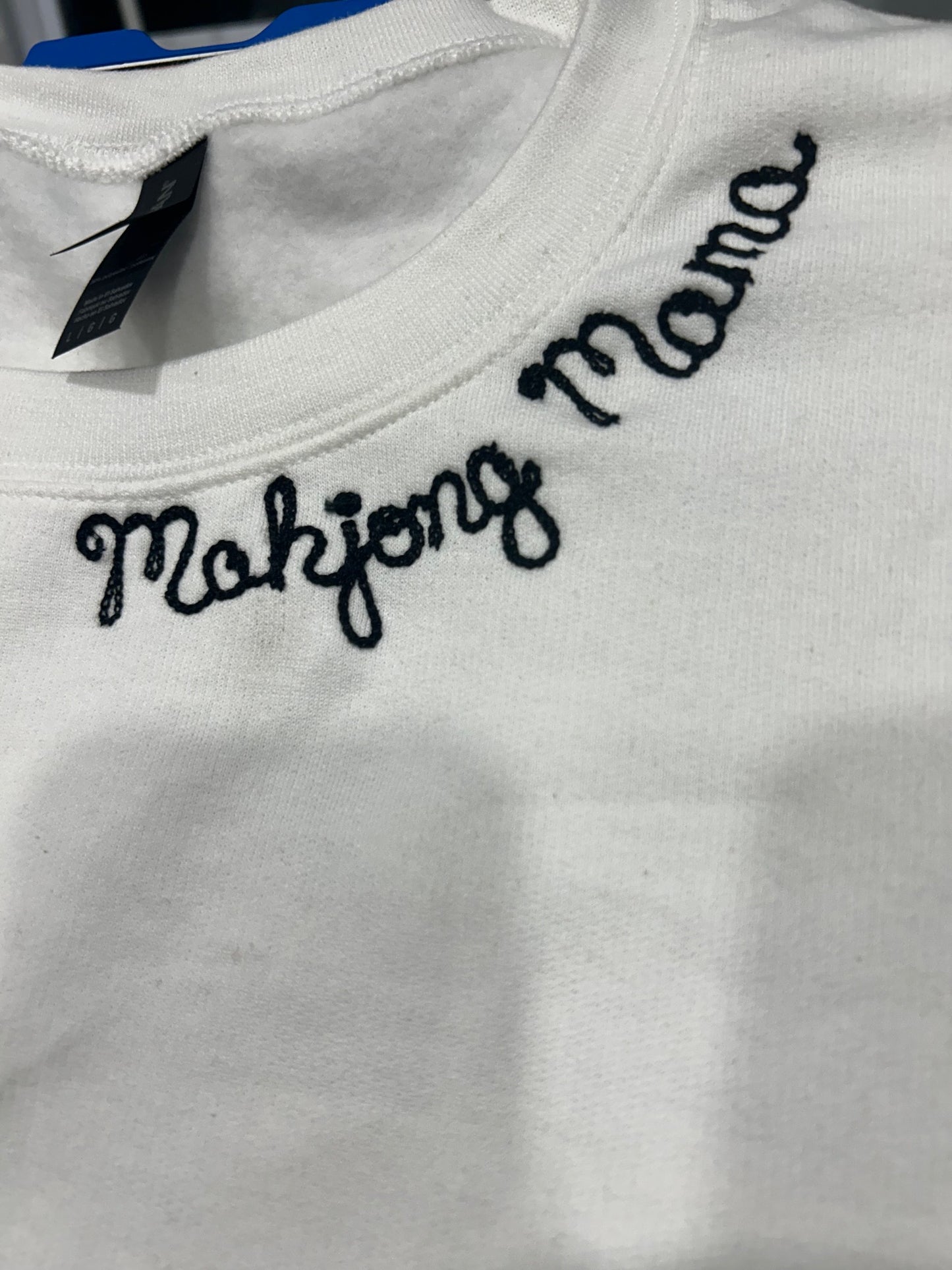 Mahjong Mama Crew Neck Sweatshirt You pick the Tile Chainstitched Words