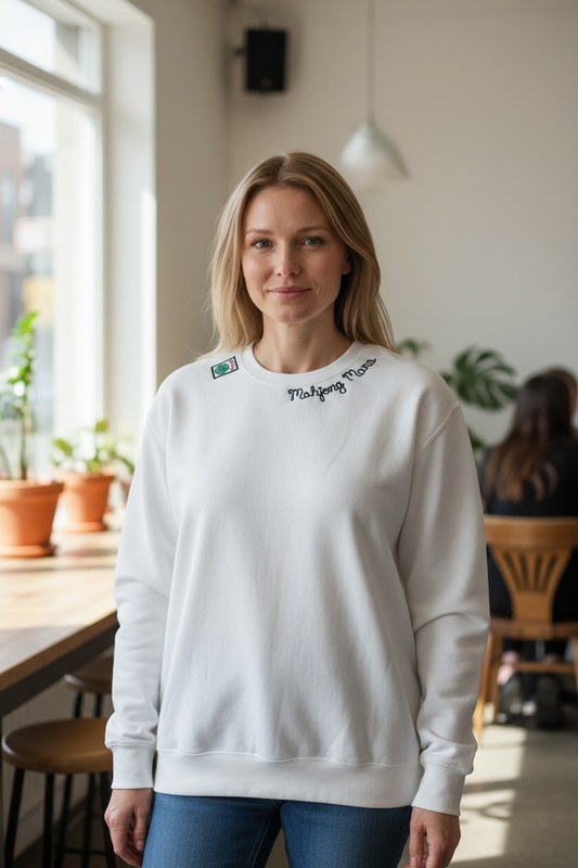 Mahjong Mama Crew Neck Sweatshirt You pick the Tile Chainstitched Words