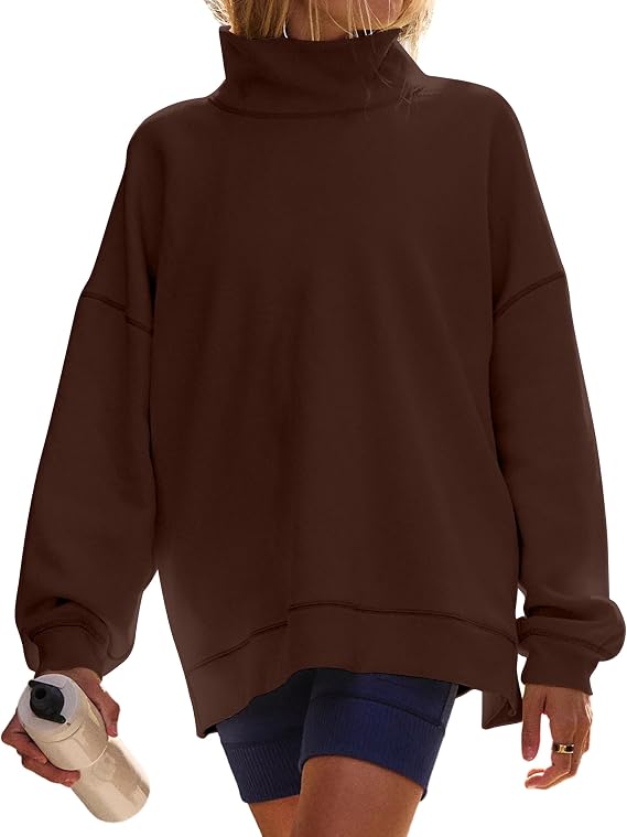 Embroidered Mock Neck Sweatshirt Any Word Barely Awake Font full chest