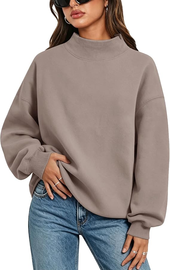 Embroidered Mock Neck Sweatshirt Any Word Barely Awake Font full chest