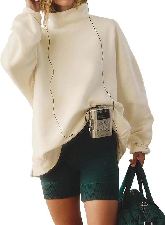Embroidered Mock Neck Sweatshirt Any Word Barely Awake Font full chest