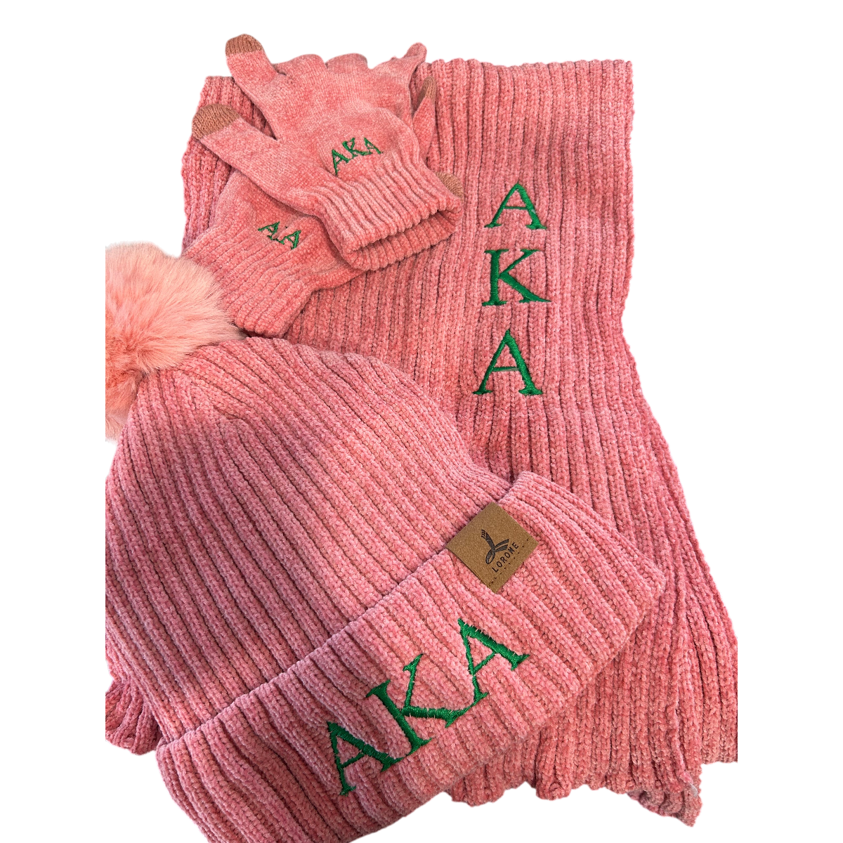 Embroidered Beanie Scarf and Hat set Greek Letters or Initials