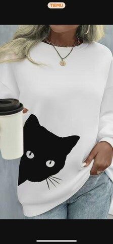 Chenille Black Cat Sweatshirt Soft Unique Lucky and Spooky