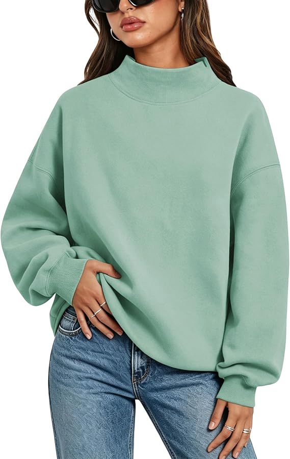 Embroidered Mock Neck Sweatshirt Any Word Barely Awake Font full chest