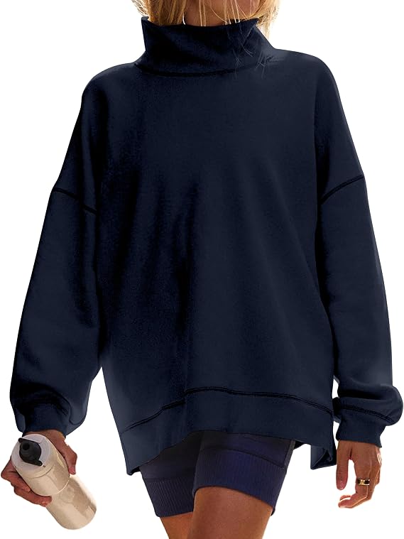 Embroidered Mock Neck Sweatshirt Any Word Barely Awake Font full chest