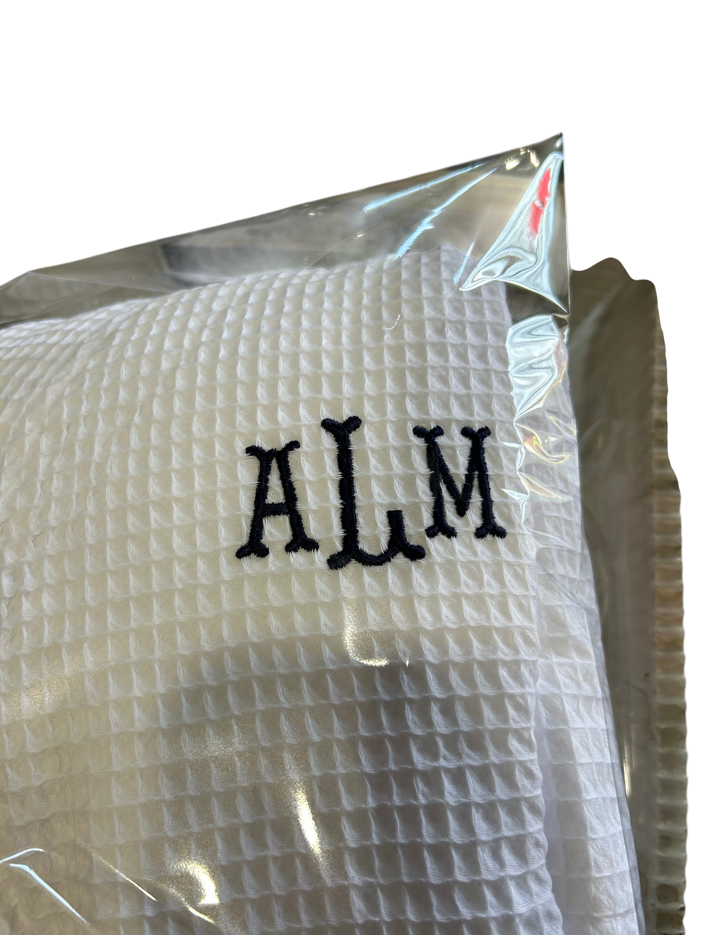 Embroidered Monogram Waffle Knit Kimono Robe
