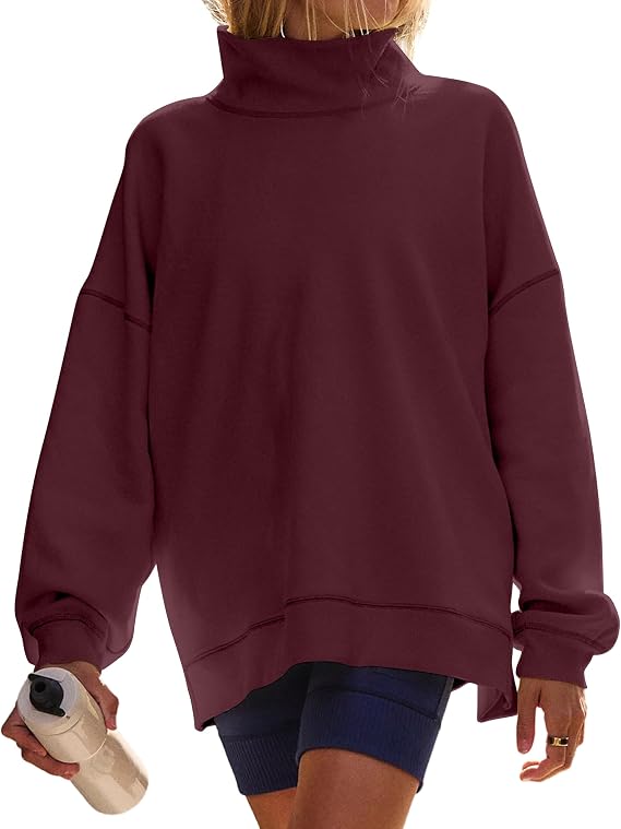 Embroidered Mock Neck Sweatshirt Any Word Barely Awake Font full chest