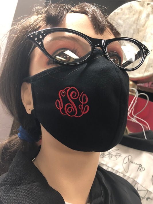 Custom monogram mask you pick initials and color thread