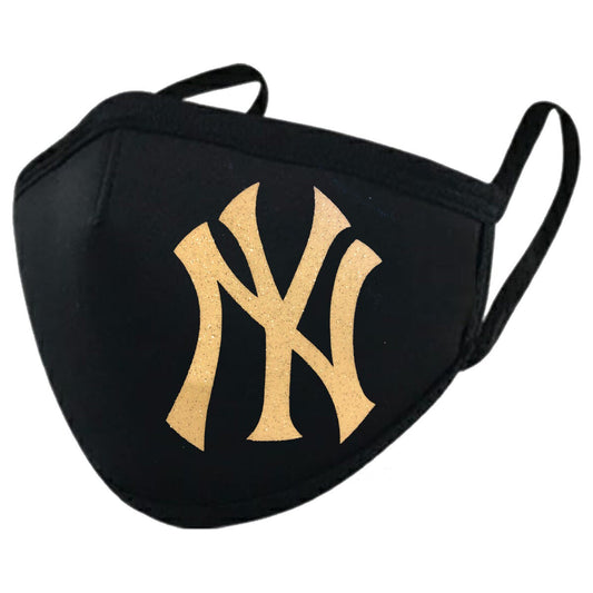 New York White  Glitter Black Printed Mask #107