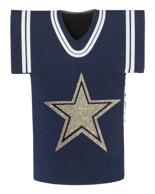 Silver Glitter Star  Koozie Cozie Bottle Holder Cooler