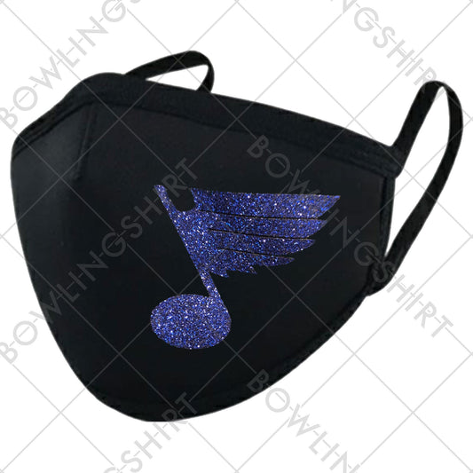 St. Louis Note Glitter Blue Note  Black Printed Mask #27