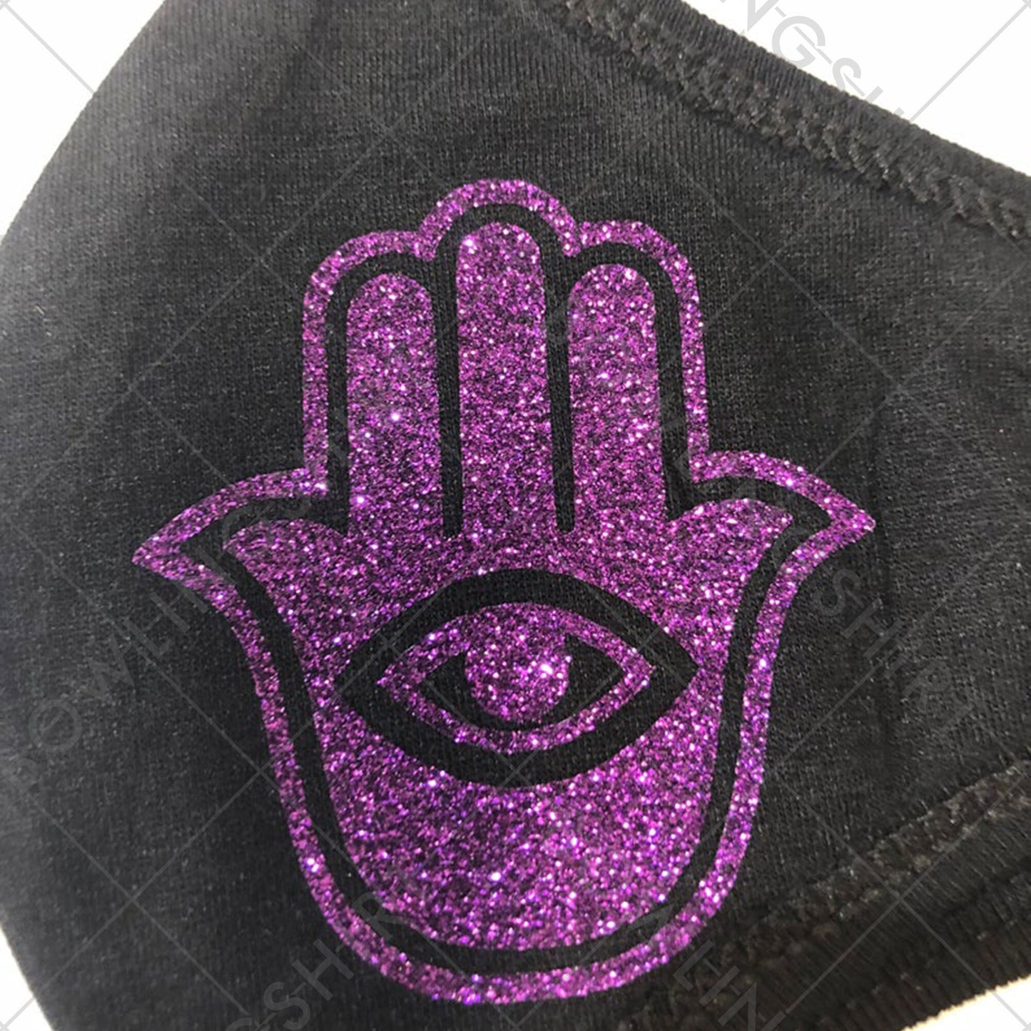 Purple Glitter Hamsa Mask