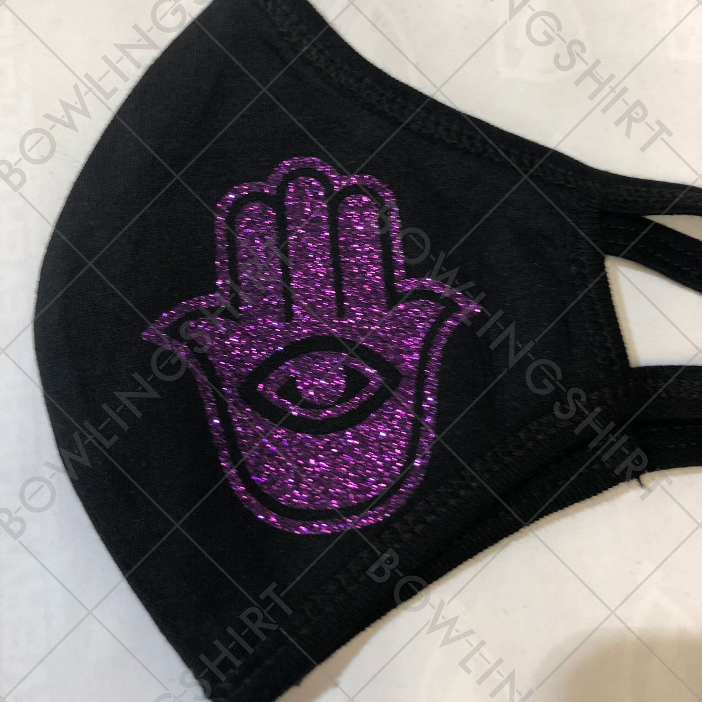 Purple Glitter Hamsa Mask
