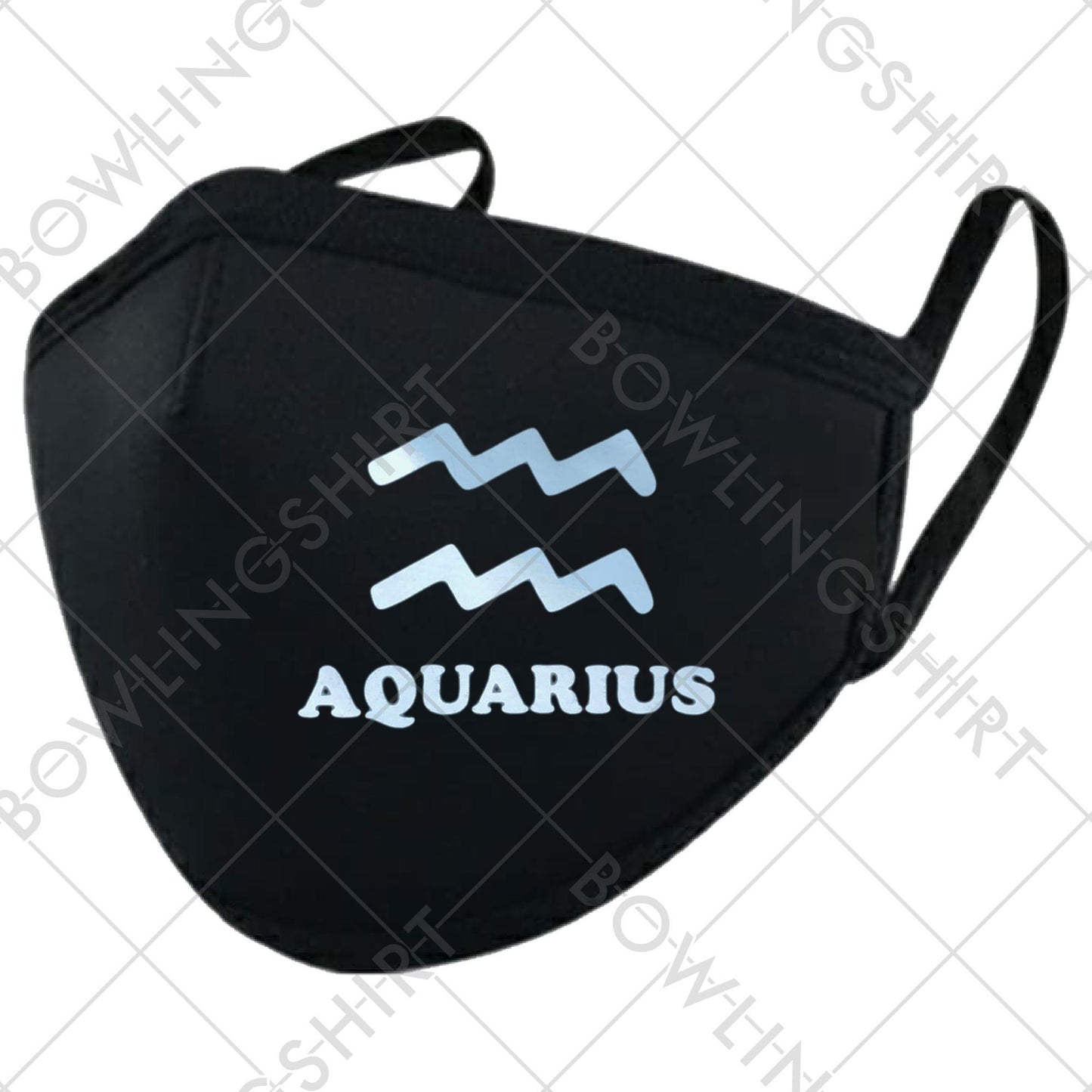 Aquarius Zodiac Sign Printed in Light Blue  Black Mask #143