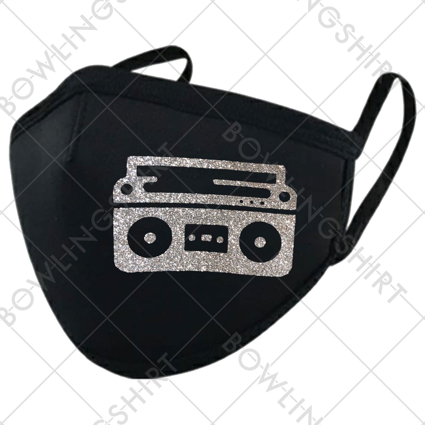 Boom Box Silver Glitter Mask