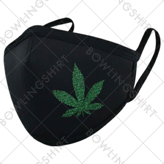 Wear your mask!! Glitter green cannabis mask #90