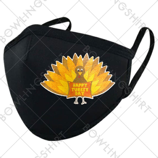 Thanksgiving Turkey Printed Black Cloth Mask #36