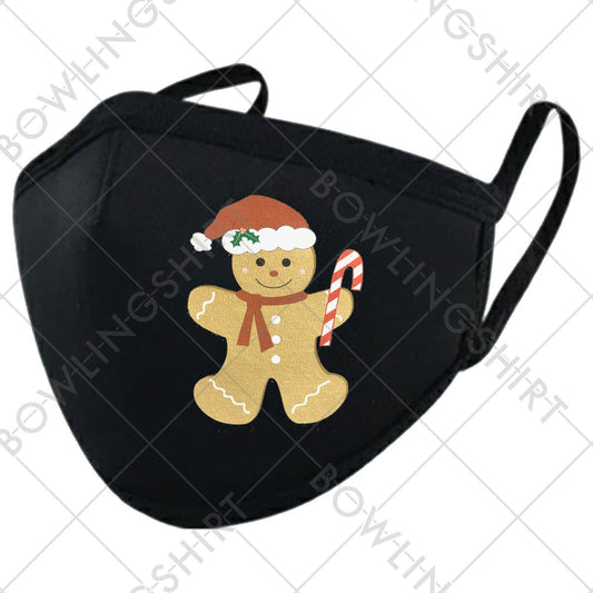 Gingerbread Printed Black Cloth Mask Available in Adult #12