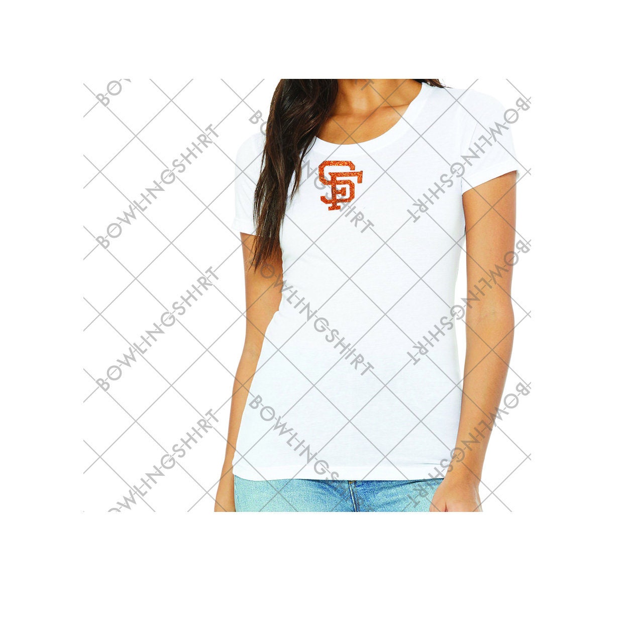 Orange Glitter San Francisco Bella Canvas T-shirt in Black or White  B8413 Design 26