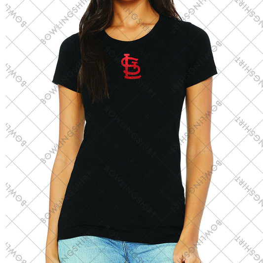 Red Glitter STL St. Louis   Bella Canvas T in Black or White  B8413 Design #5