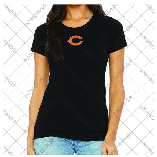 Orange Glitter Chicago  Bella Canvas T-shirt in Black or White  B8413 Design 29
