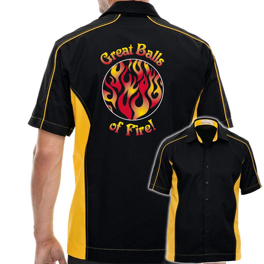 Great Balls of Fire Classic Retro Bowling Shirt - The Muckler - Includes Embroidered Name