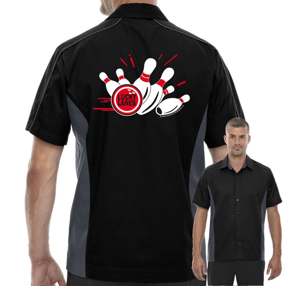 Lucky Lanes Classic Retro Bowling Shirt - The Muckler - Includes Embroidered Name #128