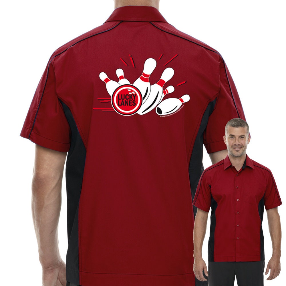 Lucky Lanes Classic Retro Bowling Shirt - The Muckler - Includes Embroidered Name #128