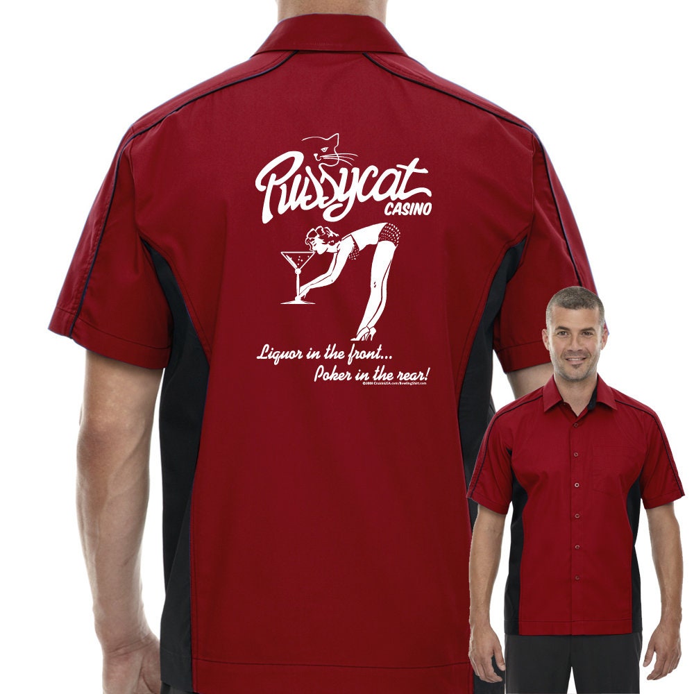 Pussycat Casino Classic Retro Bowling Shirt - The Muckler - Includes Embroidered Name