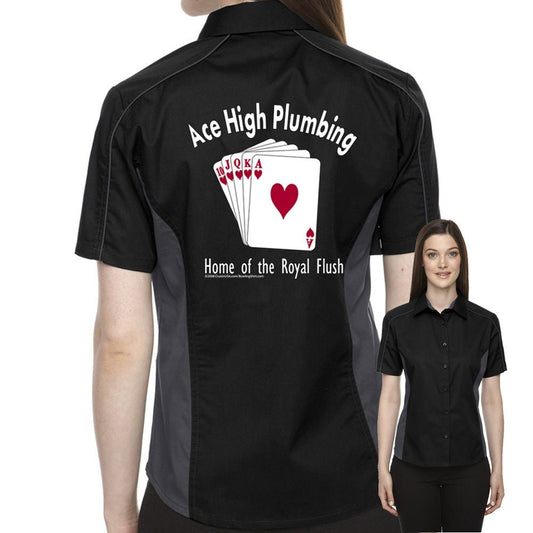 Ace High Plumbing Classic Retro Bowling Shirt- The Muckler (Ladies) - Includes Embroidered Name