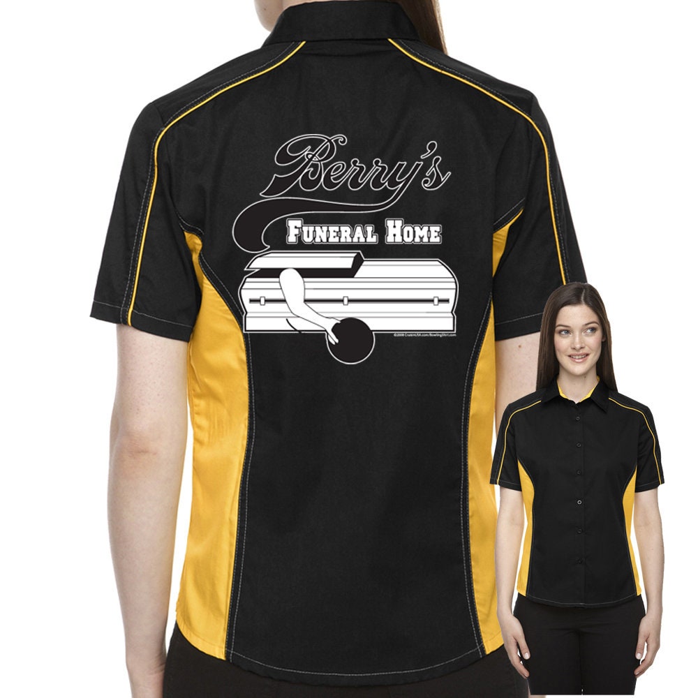 Berry's Funeral Home Classic Retro Bowling Shirt- The Muckler (Ladies) - Includes Embroidered Name #119
