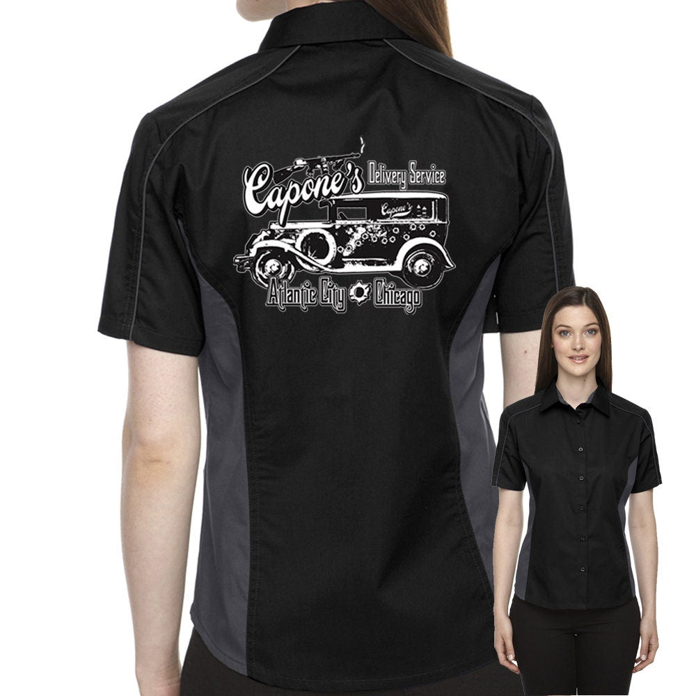 Capone's Delivery Service Classic Retro Bowling Shirt- The Muckler (Ladies) - Includes Embroidered Name