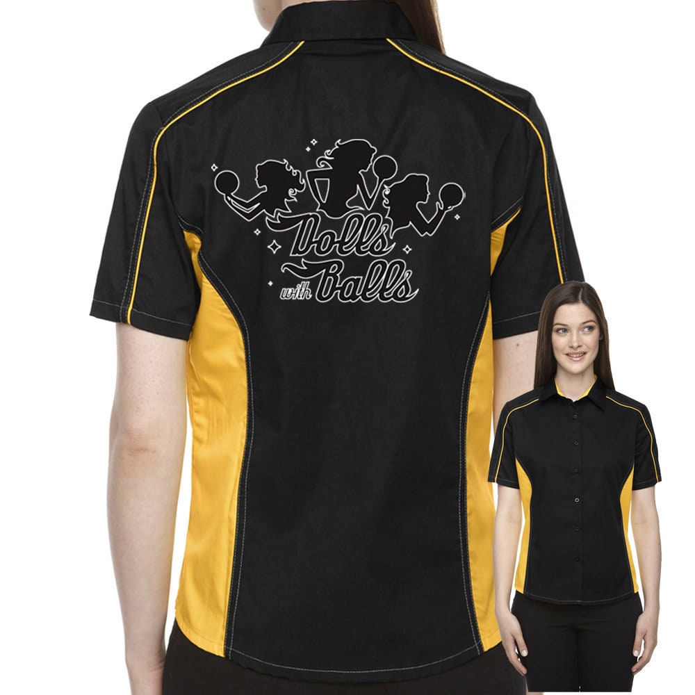 Dolls With Balls Classic Retro Bowling Shirt- The Muckler (Ladies) - Includes Embroidered Name #156