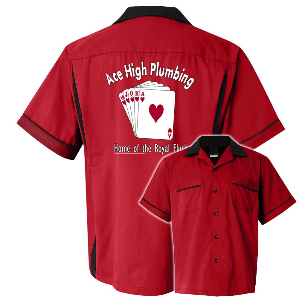 Ace High Plumbing Classic Retro Bowling Shirt- Classic 2.0 - Includes Embroidered Name