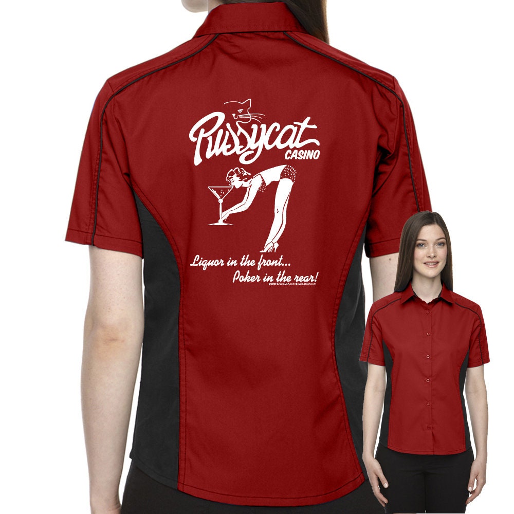 Pussycat Casino Classic Retro Bowling Shirt- The Muckler (Ladies) - Includes Embroidered Name