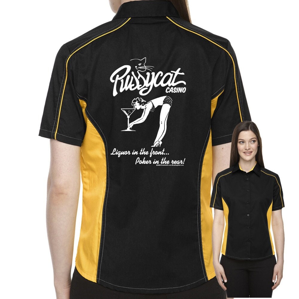 Pussycat Casino Classic Retro Bowling Shirt- The Muckler (Ladies) - Includes Embroidered Name