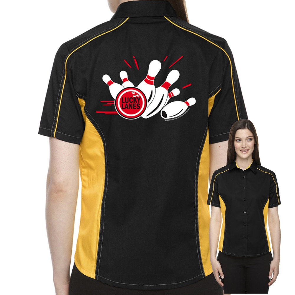 Lucky Lanes Classic Retro Bowling Shirt- The Muckler (Ladies) - Includes Embroidered Name #128