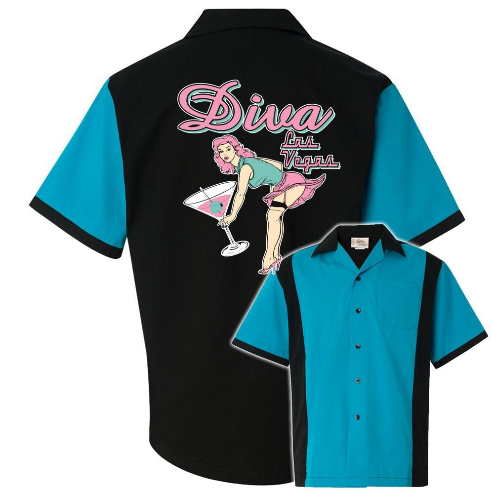 Diva Las Vegas Classic Retro Bowling Shirt - Retro Two - Includes Embroidered Name #155