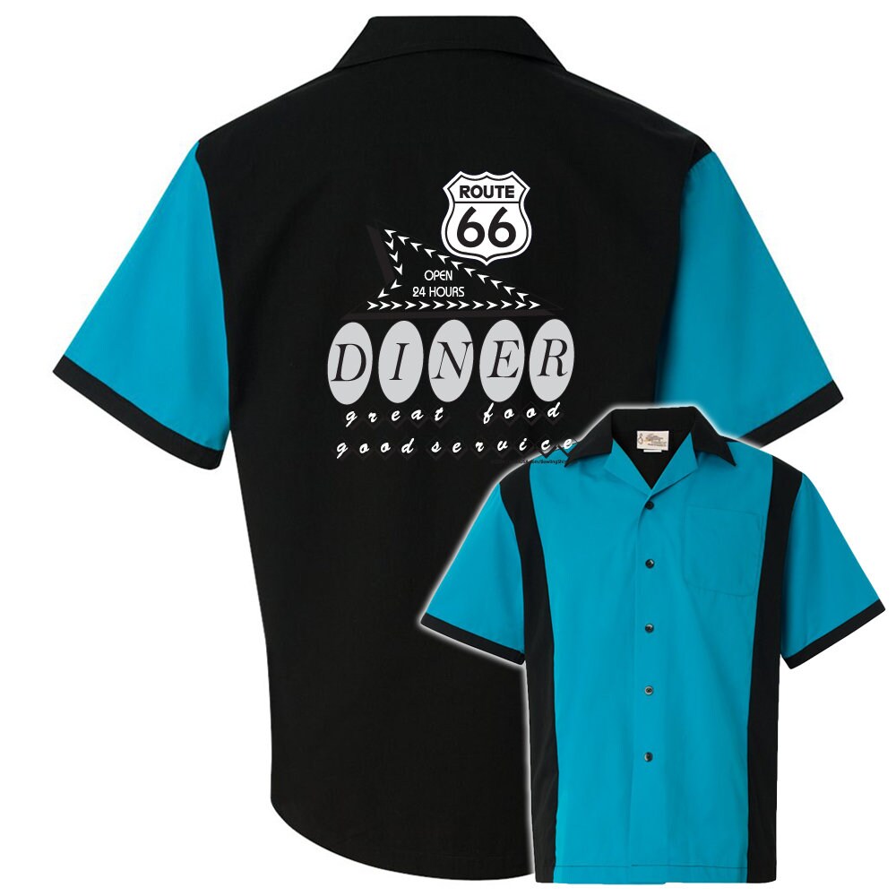 Route 66 Diner Classic Retro Bowling Shirt - Retro Two - Includes Embroidered Name