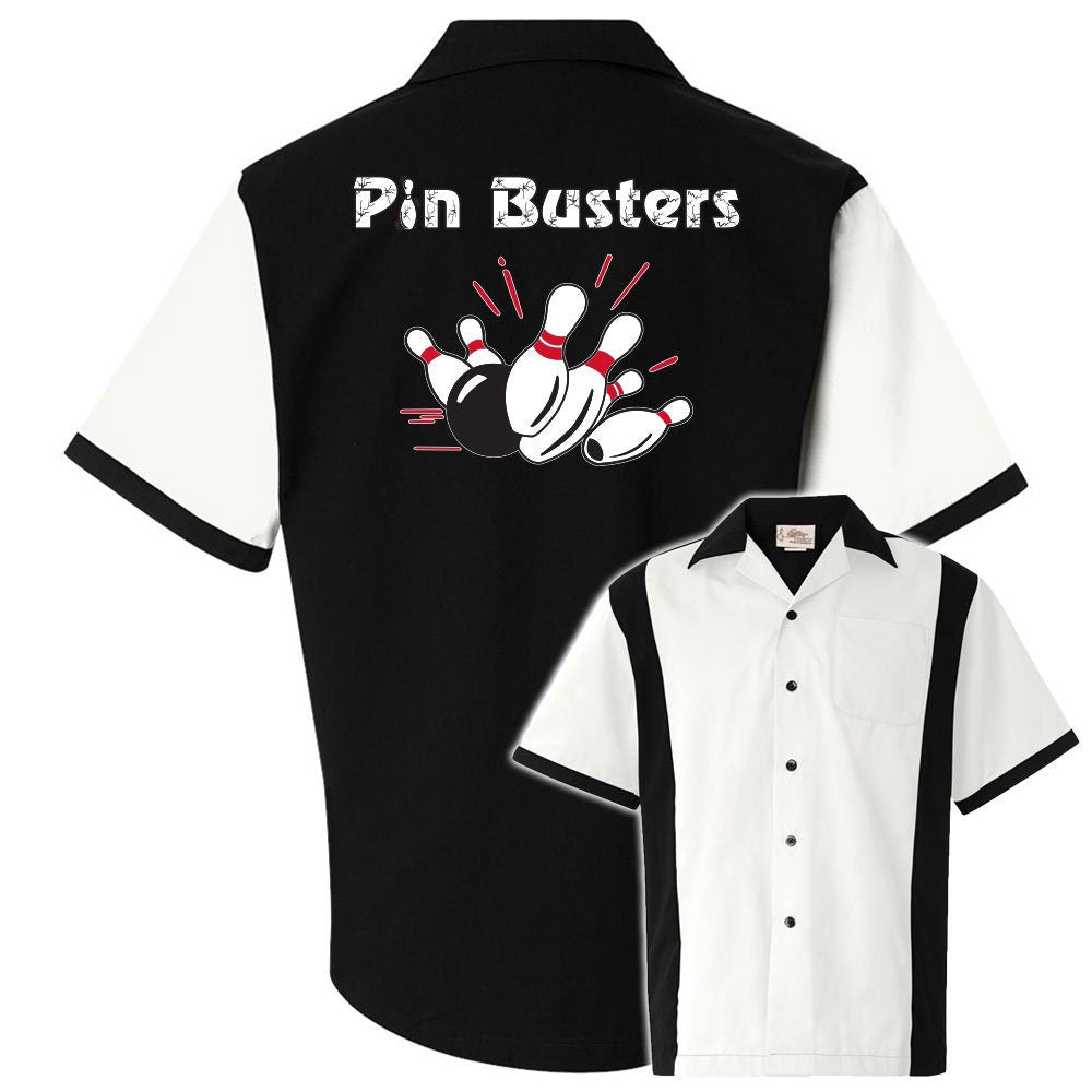Pin Busters Classic Retro Bowling Shirt - Retro Two - Includes Embroidered Name