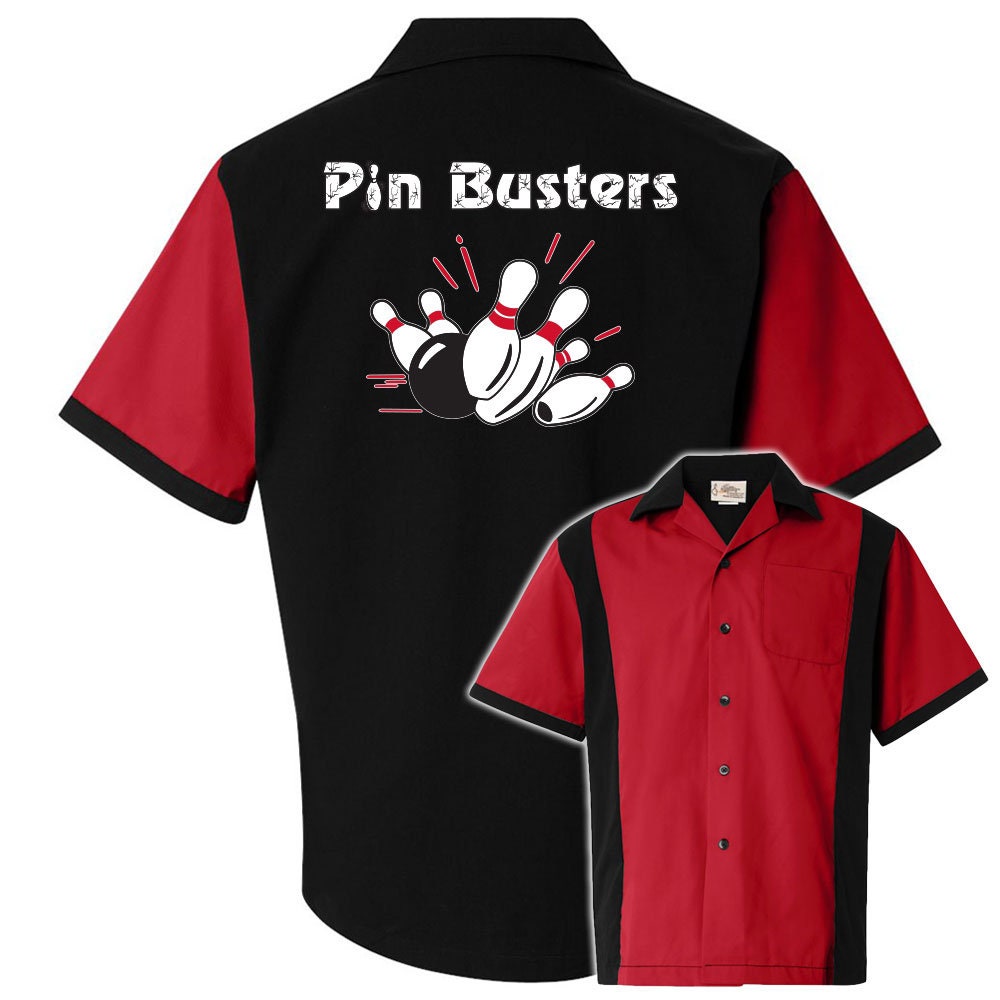 Pin Busters Classic Retro Bowling Shirt - Retro Two - Includes Embroidered Name