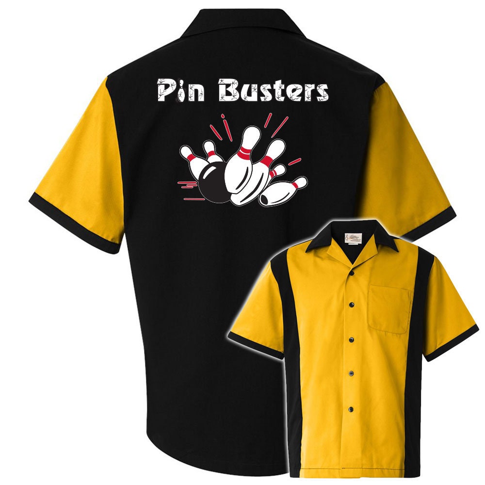 Pin Busters Classic Retro Bowling Shirt - Retro Two - Includes Embroidered Name